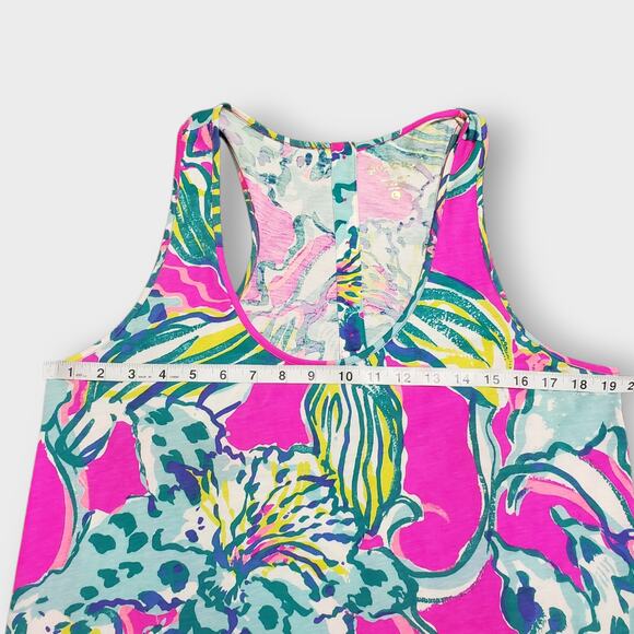 Lilly Pulitzer Melle Trapeze Tank Dress Sz Large Magneta Hottie Colorful Floral - Picture 10 of 11
